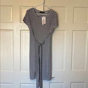Striped Cotton Blend Mini Dress w/ Pockets NWT XL